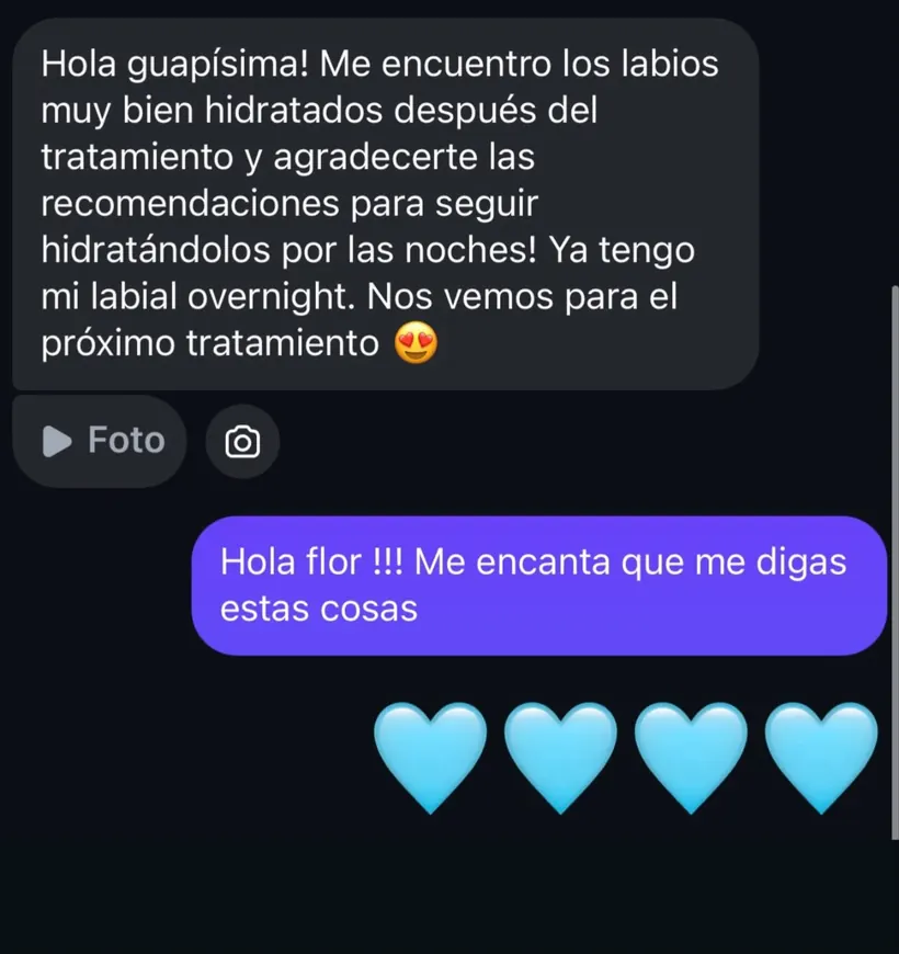 Captura de seguimiento real tras un tratamiento Hydra Lips en Nohuska Beauty Lab